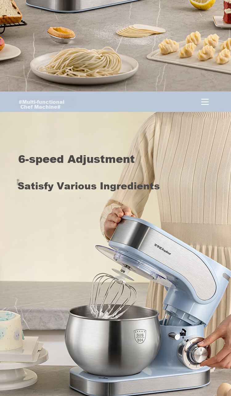 Royalstar Stand Mixer, Large Capacity for Home Use, Multifunctional Dough Kneading And Mixing, Fully Automatic, 1200W High Power, Whipping Milk, Egg White, Cream, Bread Maker, 5 Liters, RM1200Z 10
