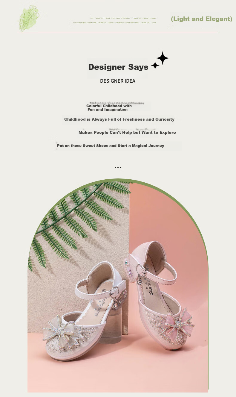 Follow Me Girls' Sweet Bow Rhinestone Princess Shoes Fashionable Stylish Soft-Soled Crystal Shoes Flats Pearl White Color Size 31 1