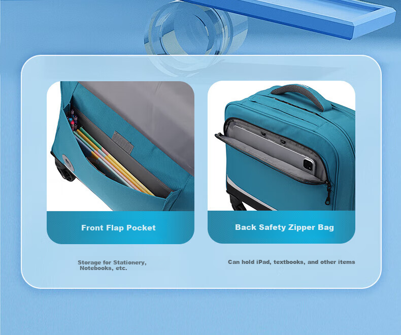DELSEY Large Capacity Backpack for Men And Women, Ergonomic Spine Protection, Suitable for Grades 1-3 Elementary School Students And Children, with Trolley Handle 5
