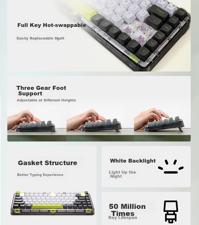 ASUS Jelly 75 Three-Mode Wireless 75% Mechanical Keyboard Full Hot-Swappable Gasket Structure Quiet Keys macOS Compatible Office Keyboard Wilderness Orange 2