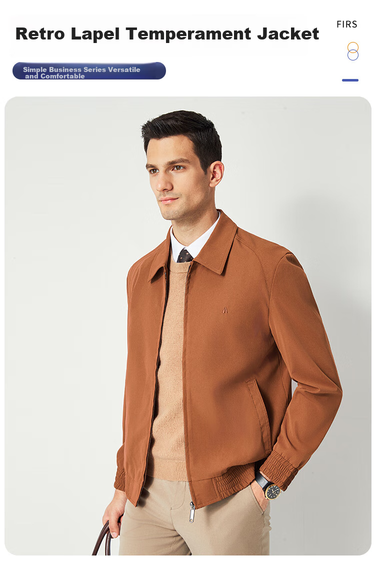 FIRS Men's Administrative Jacket, Spring And Autumn Business Casual Work Commute Wrinkle-Resistant Smooth Windproof Quality Twill Lapel Coat 1
