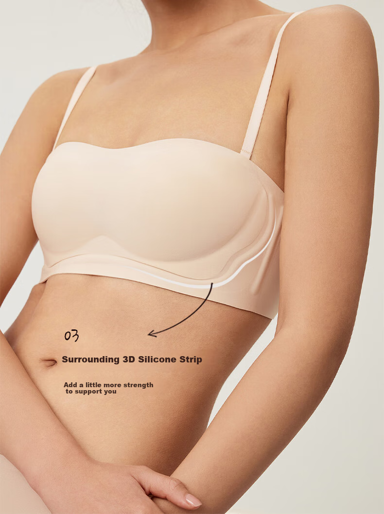 NEIWAI Orange Label Zero-Worry Strapless Anti-Slip Wireless Fixed Cup Bra, Women's Breathable Underwear with Detachable Straps 6