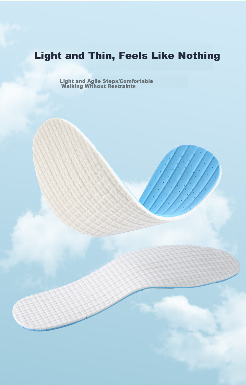 FOOTOPPO Antibacterial Latex Insoles for Men, Ultra-Thin Soft Elastic Thin Insoles for Summer, Military Training, Sports, Shock-Absorbing, Sweat-Absorbing, Breathable Thin Insoles 17