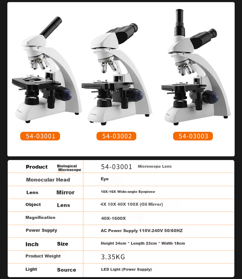 Bresser Professional Biological Optics Microscope, High Magnification 1600x, Medical Beauty Mite Detection, Fish Disease And Bacterial Observation, Binocular 17