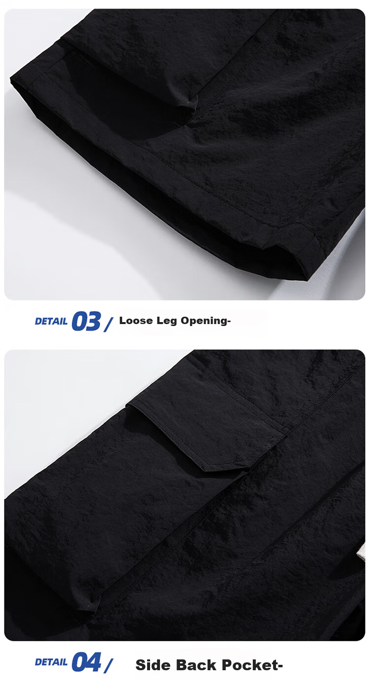 IZEXX Men's Cargo Shorts, Summer Fashion Versatile Large Pocket Simple Solid Color Sports Knee-Length Pants IZ706 Black 3XL 22