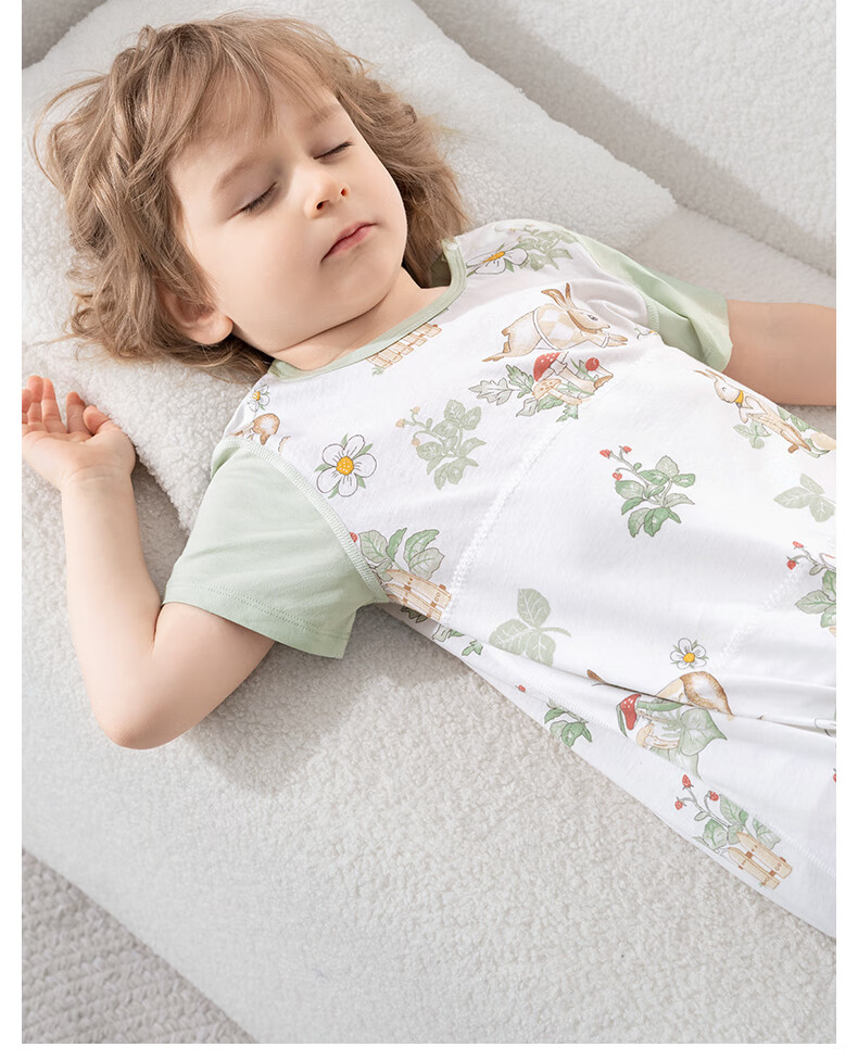 Beitaisi Children's One-Piece Pajamas, Summer Thin Style, 2026 New Pure Cotton Design, Short-Sleeve Bodysuit for Boys And Girls, Home Wear 6