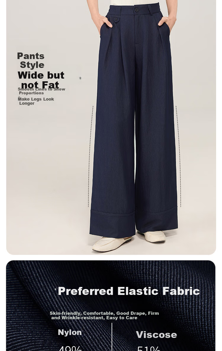BOPRUIEY Women's High-Waist Casual Pants 2025 Autumn New Straight-Leg Loose Versatile Premium Draped Wide-Leg Trousers 5