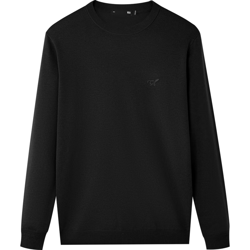 HLA Long-Sleeve Knit Sweater for Men, Light Business Chic Ageless Round Neck Pullover, Winter Wear for Me