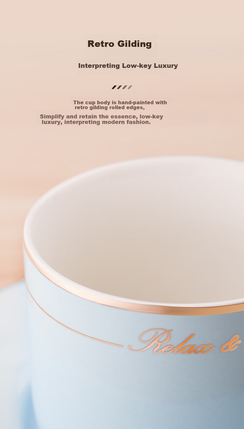 CLITON Bone China Ceramic Coffee Cup and Saucer Set of 2 High-End Couple Mugs Wedding Gift Box Set 4