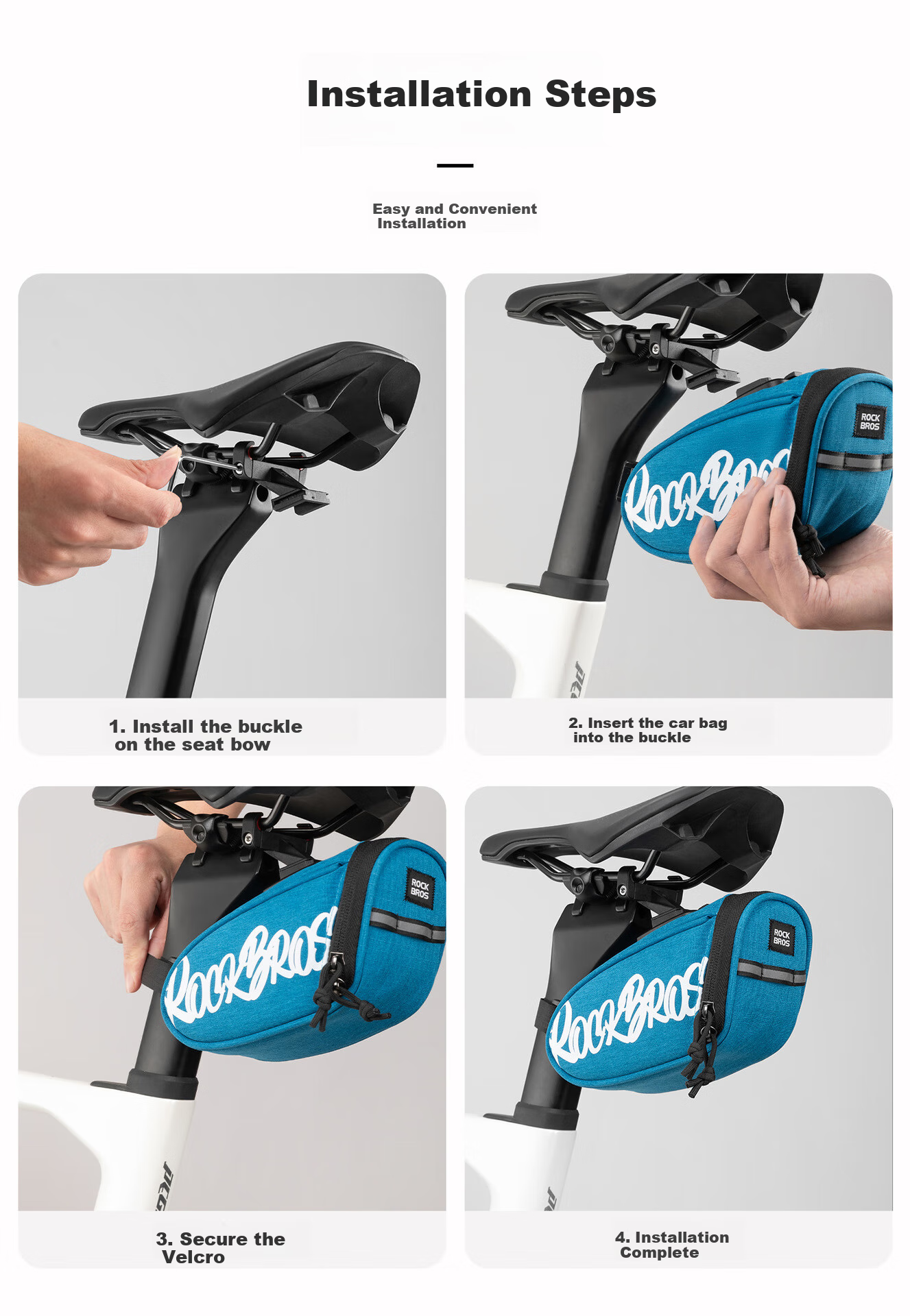 ROCKBROS Bicycle Tail Bag, Portable for Road And Mountain Bikes, Folding Bike Saddle Bag, Cycling Seat Cover Accessory, Black 13