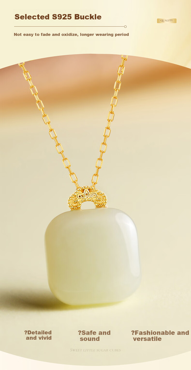 Yang Chuang Shi Shang China Gold Hetian Jade Silver Necklace for Women, 2026 New Style Birthday Gift for Wife, Girlfriend, Mother S925 4