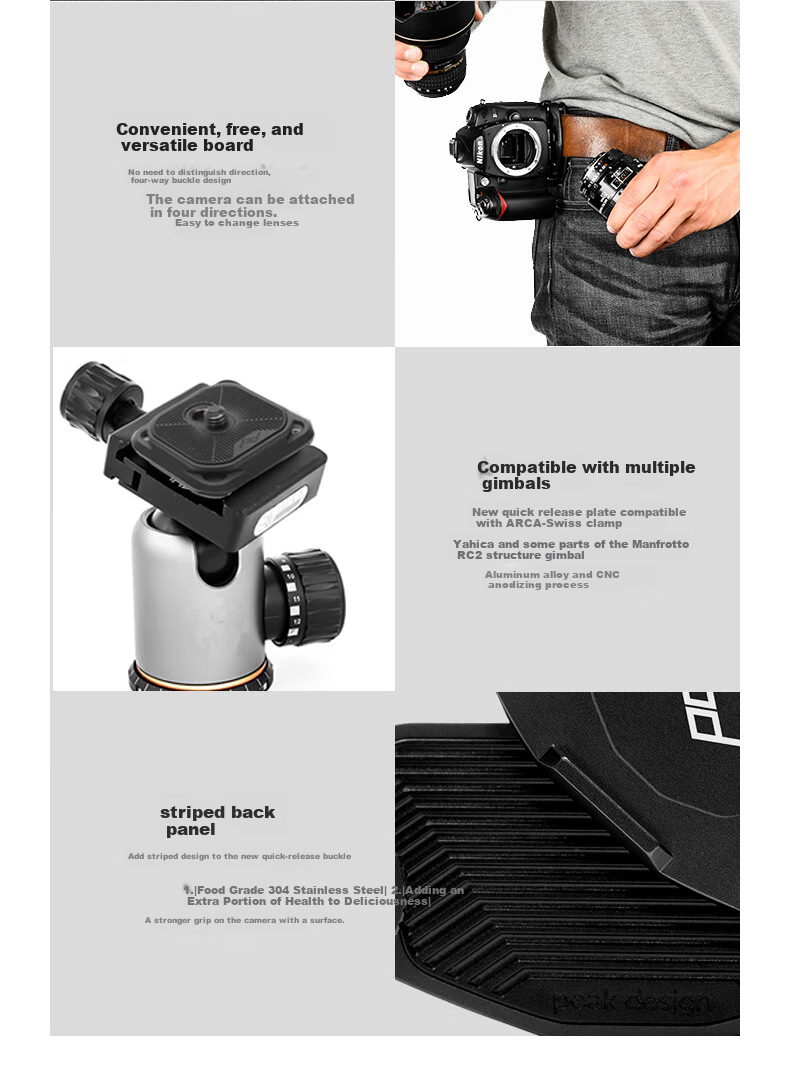 Dianfengsheji Peak Design Capture V3 Camera Quick Release Plate for DSLR And Mirrorless Cameras, Shoulder Strap Quick-Release Plate, PD Waist Strap 5