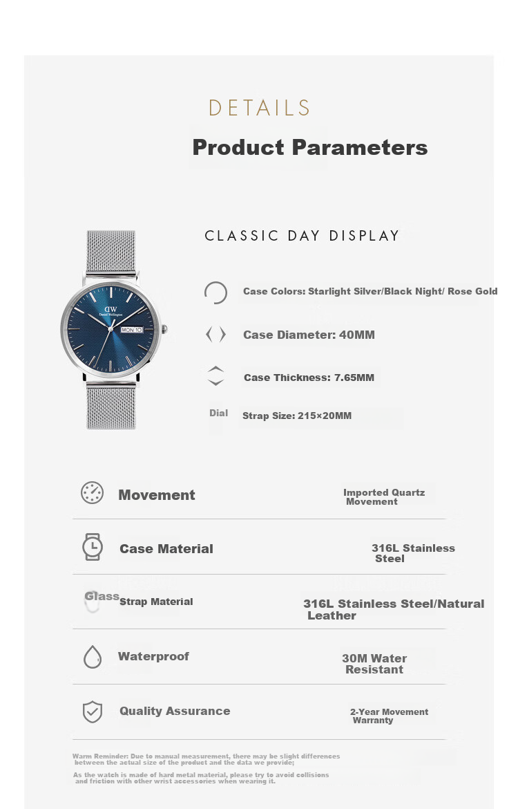Daniel Wellington DW714 Phantom Single-Eye Business Men's Quartz Watch with Steel Band - Birthday Gift for Boyfriend 9