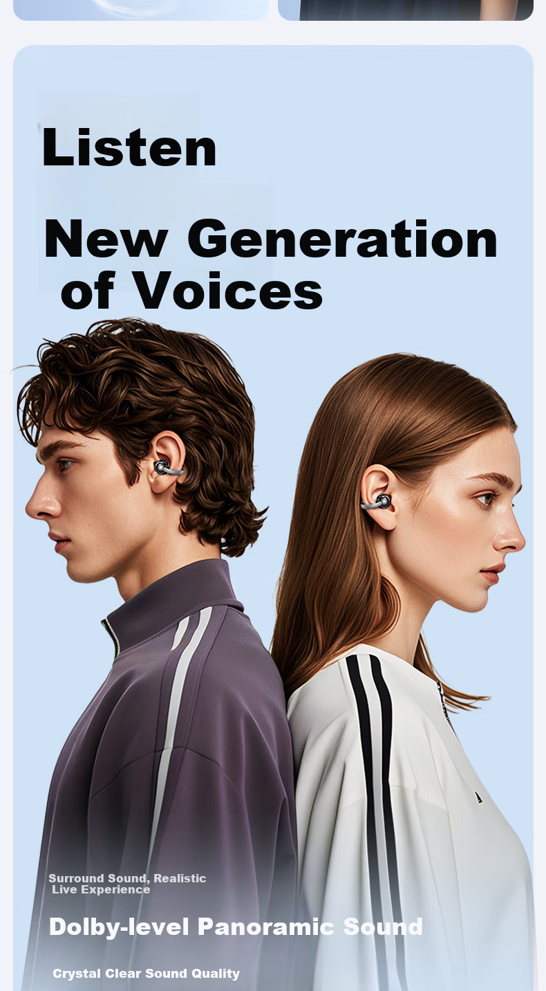 CLAISON Bluetooth Headphones 2025 New Clip-On Wireless Open-Bone Conduction Concept, Running Sports Call Noise Reduction Ear-Hook Suitable for Huawei Xiaomi Apple, M91-Starry Purple 5