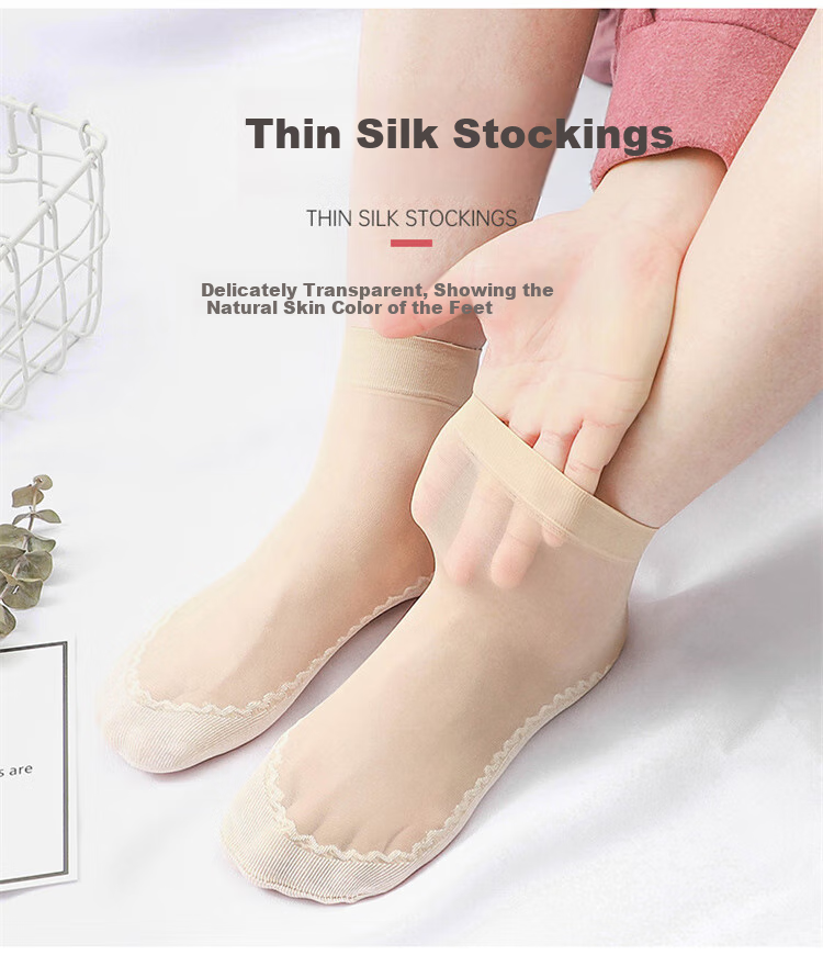 LangSha Silk Stockings, Short 6 Pairs, Spring And Summer Thin Style Women's Socks, Flesh Color Mid-Calf, Reinforced Sole, Non-Slip Short Socks, One Size Fits All, 6 Pairs Per Pack 7
