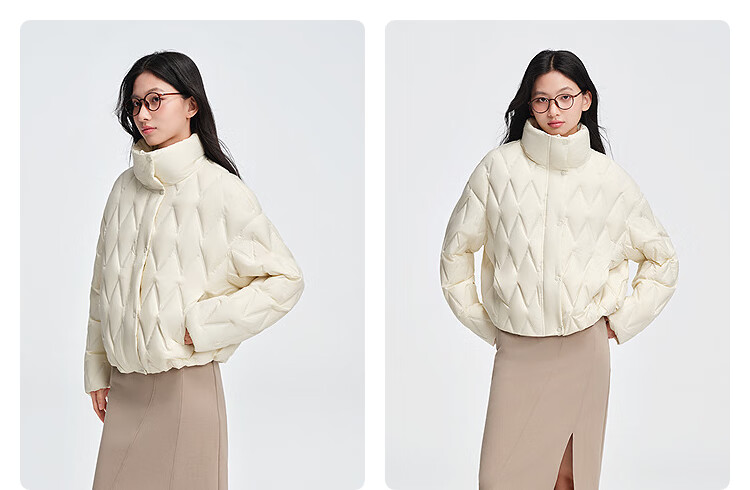 BOSIDENG Women's Spring and Autumn 90% Down Lightweight Stand Collar Slim Fit Short Casual Versatile Jacket 25