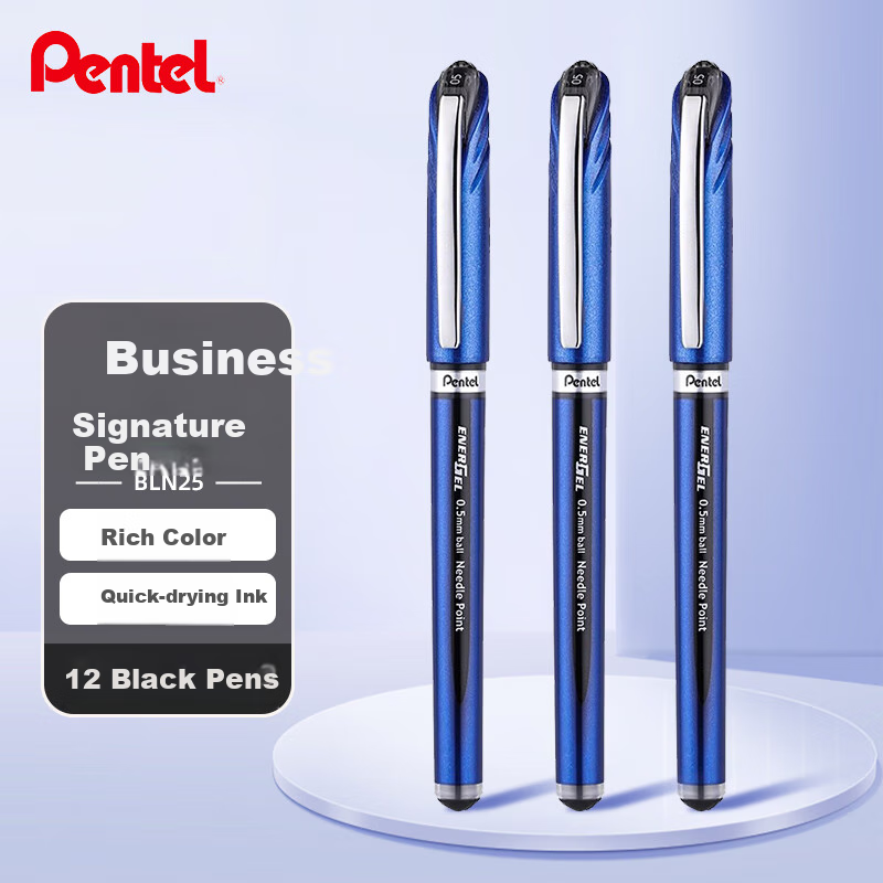 Набор гелевых ручек Pentel BLN25, 0.5 мм, черный, 12 шт.
