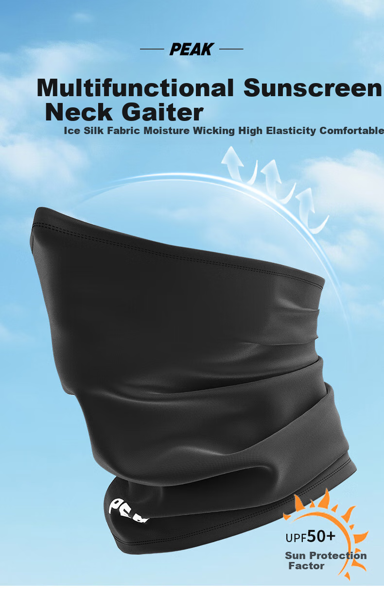 PEAK Sun Protection Face Mask for Men, Cycling Ice Silk Face Covering Neck Gaiter, Summer Outdoor Hiking Fishing Sun Protection Magic Headband, Dark Gray 1