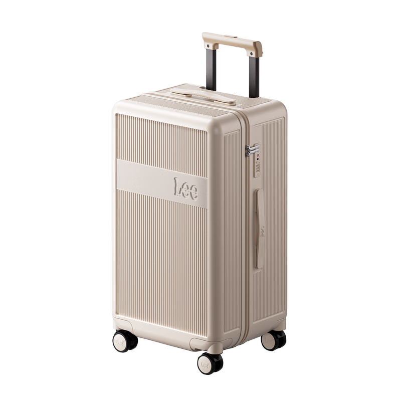 Lee High-Quality Large-Capacity Thickened Suitcase, Trolley Case, Carry-On Luggage, Travel Password Lock Case, Milk Tea Color, 20 Inches