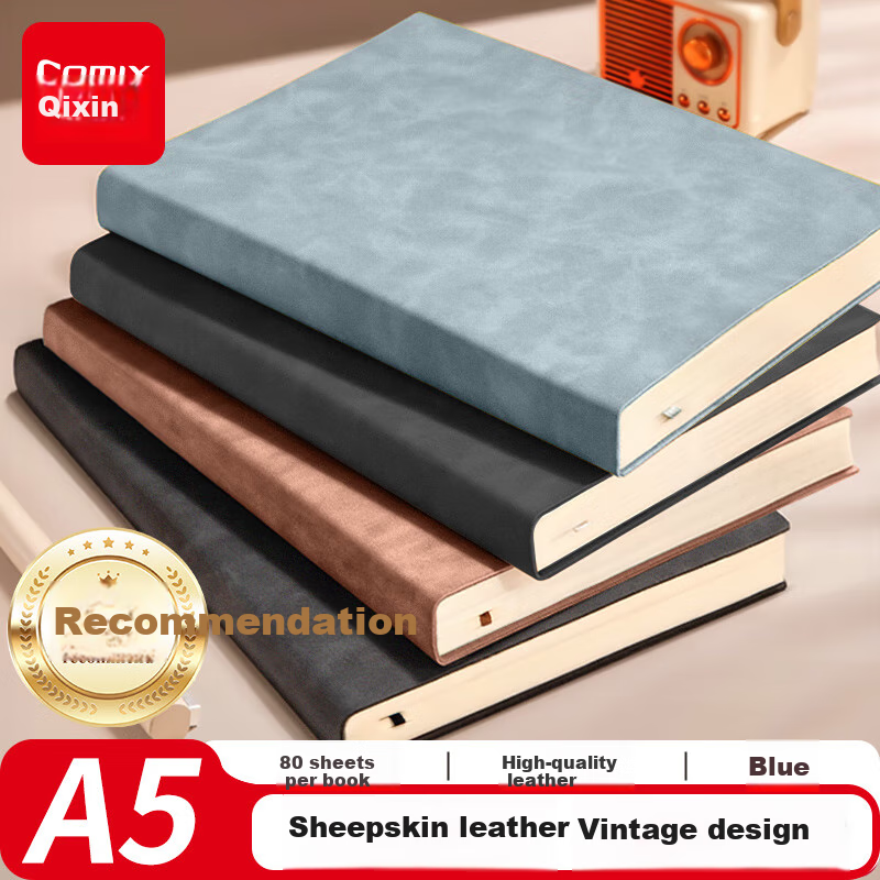 Ежедневник COMIX Lambskin, модная кожаная обложка, деловой журнал, дневник, книга записей для встреч, персонализируемый, размер A5, 80 листов, зеленый [обновленная версия] ECBP107