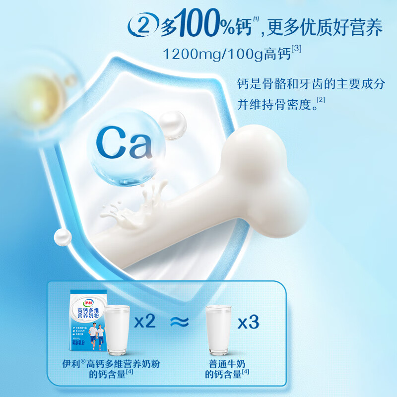 伊利高钙多维营养奶粉 成人奶粉 全家奶粉 营养品 早餐 高蛋白质 300g