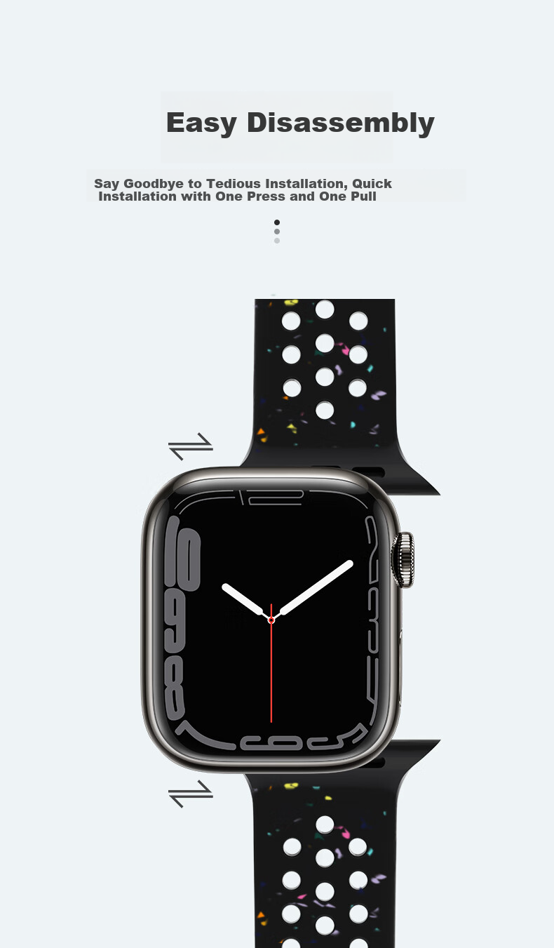 BHO Compatible Apple Watch Band for Apple Watch S12/S11, Breathable Sports Strap, IWatch S10/S9/8/7/6/SE3/Ultra4/3/2 Silicone Band 4