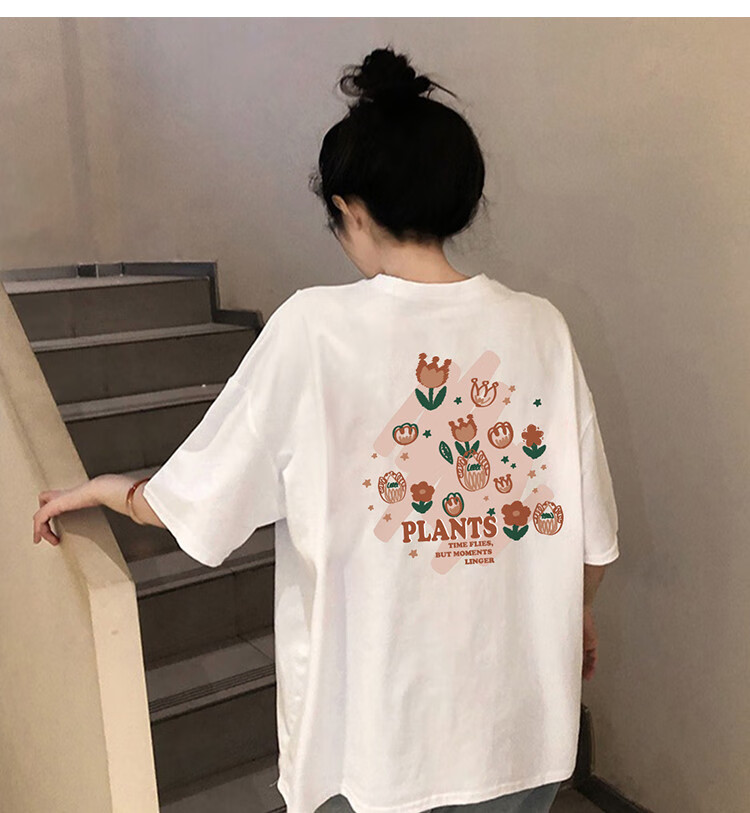 TonLion 2025 Summer Women's Crew Neck Back Graphic Short Sleeve T-Shirt 10