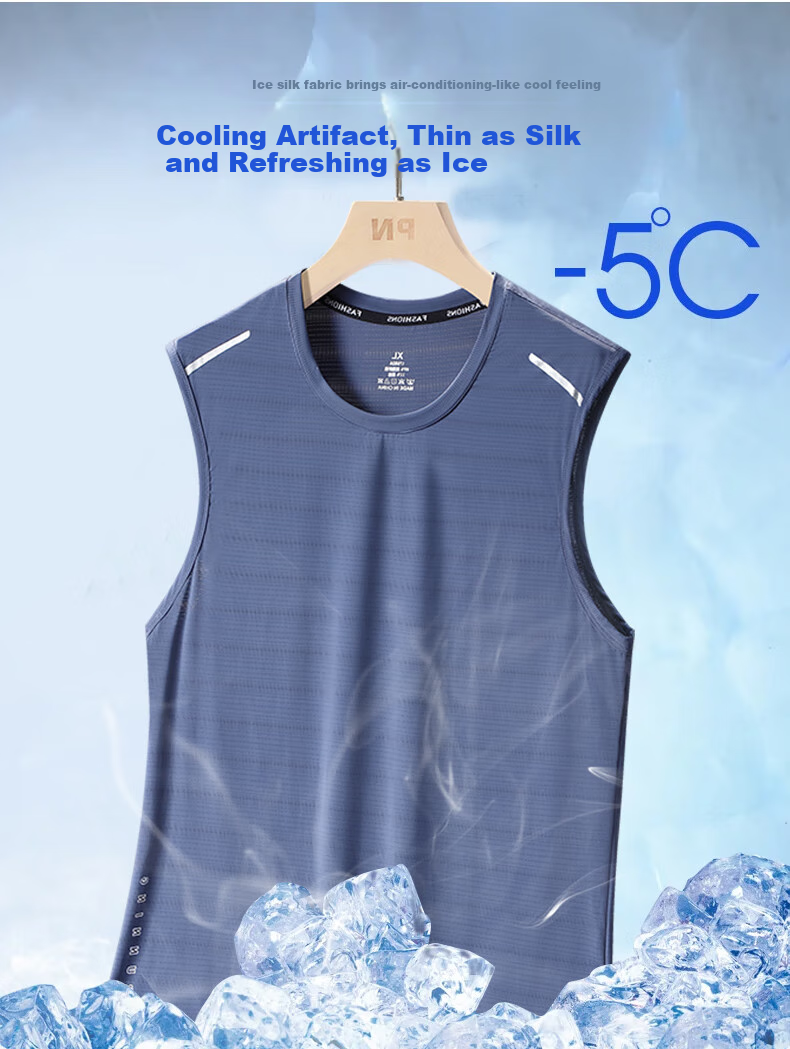 MiiOW Ice Silk Sports Tank Top for Men, Summer Quick-Dry Mesh Breathable Sleeveless T-Shirt Fitness Wear, Father's Day Gift 2