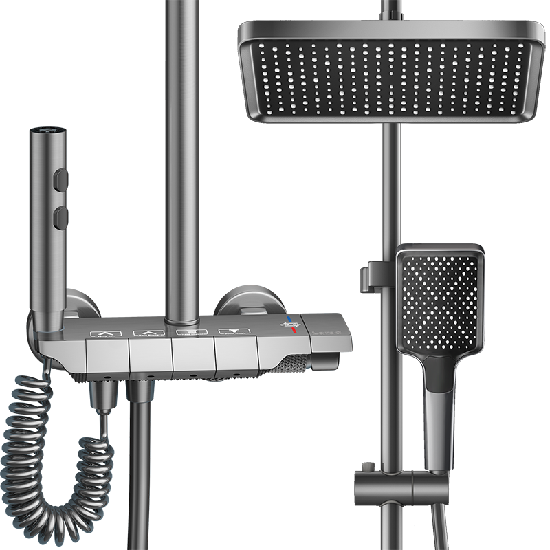 Larsd Shower Head Set with Pressure Boost, Complete Piano Key Gun Gray Bathroom Shower Head LD10856H