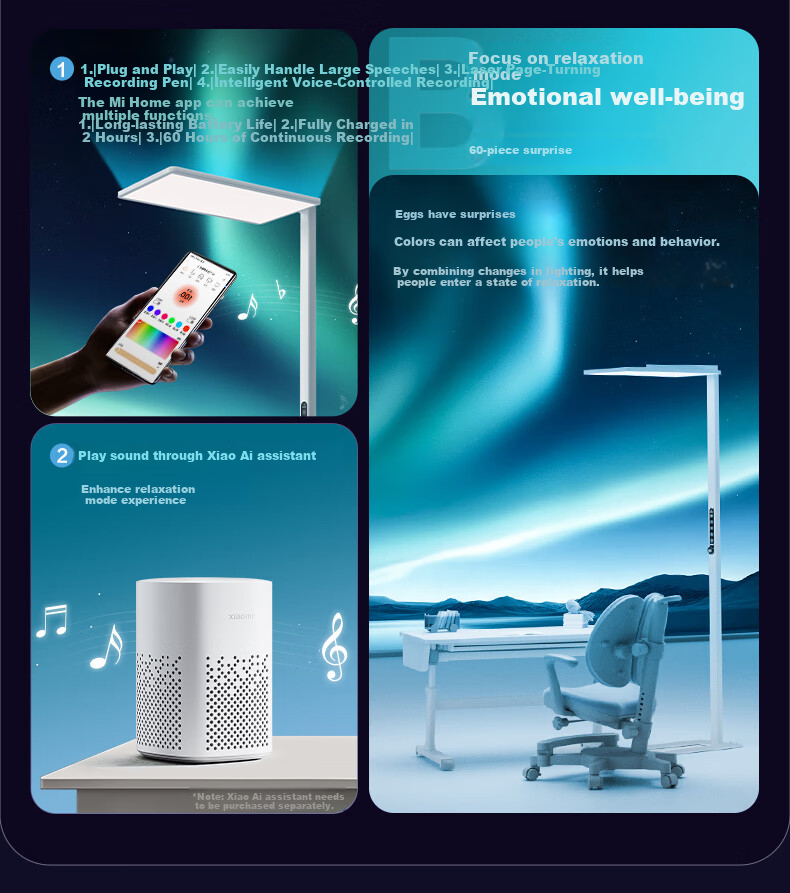 Panasonic Floor-Standing Eye Protection Lamp Premium Edition, Purple Light 150W, Large Panel, Full Spectrum Eye Protection Study Lamp 5