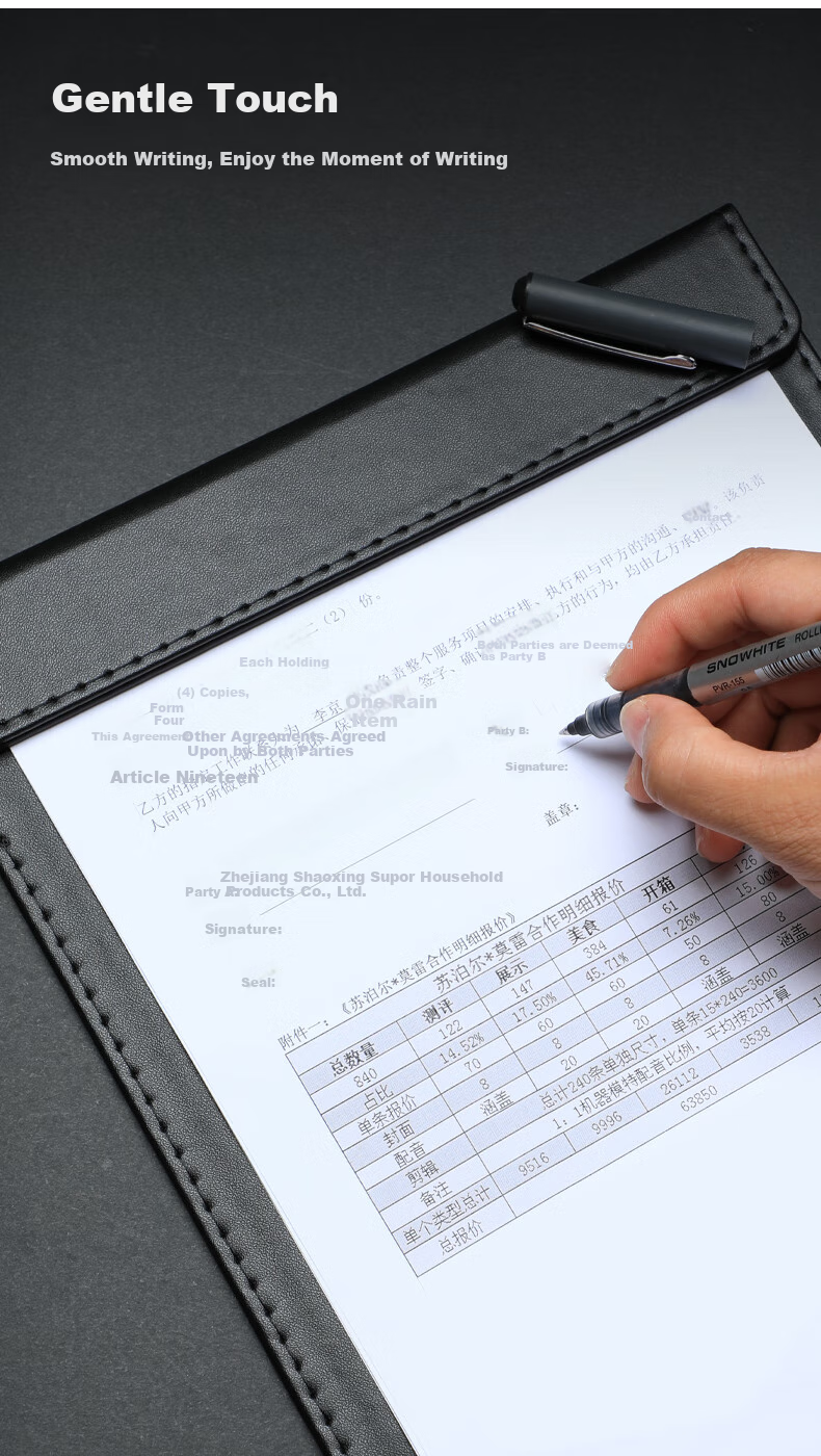 TRNFA TRNFN TN-PU08 Folder Writing Pad Office Supplies A4 Meeting Clipboard Magnetic Sticky Notes Leather Business Clipboard Magnetic Board Black 3