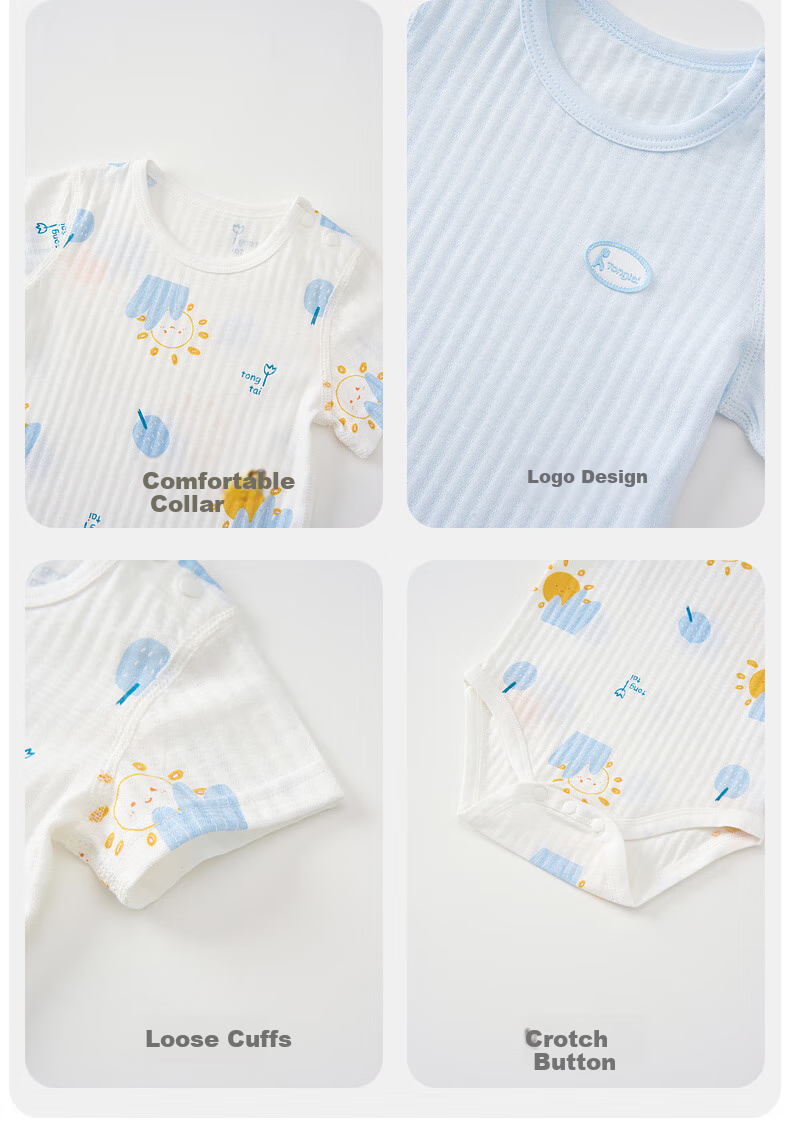 TONGTAI Baby Romper, Summer Pure Cotton Infant Onesie, Clothes, Bodysuit, Thin Sleepwear, Green, 90cm 9