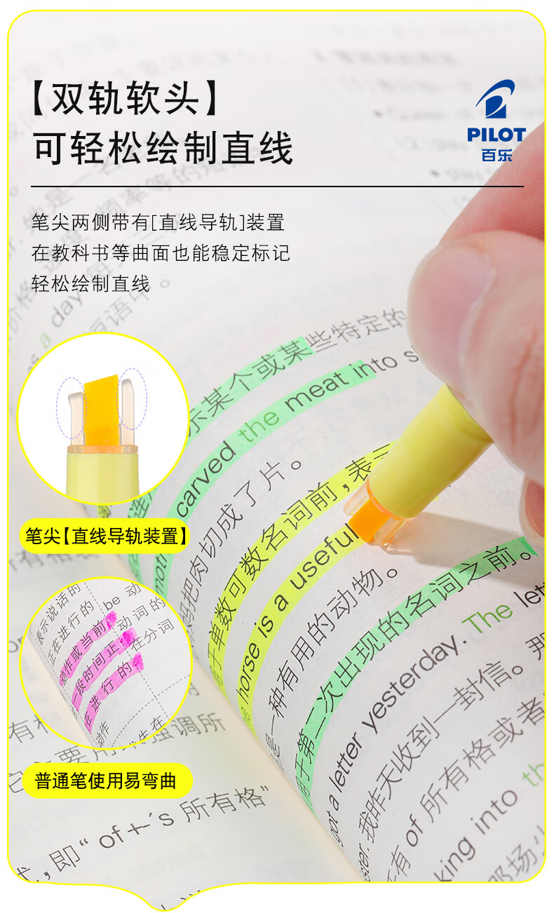 PILOT KIRE-NA Dual-Ended Highlighter Marker Non-Bleeding Colored Fluorescent Pen for Students Pink Orange 4