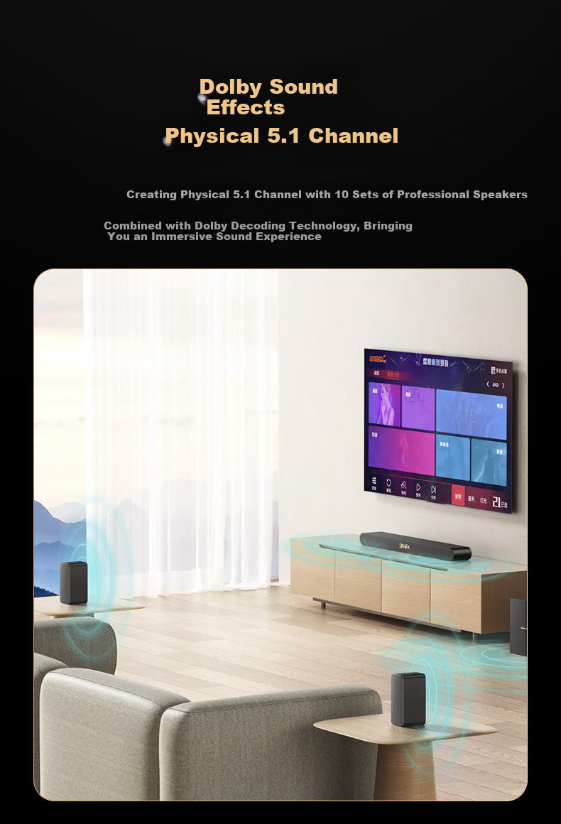 BINNIFA Soundbar TV Speaker, 5.1 Dolby DTS Decoding, Home KTV Package, Surround Sound Home Theater, Karaoke for Living Room, with Microphone 2