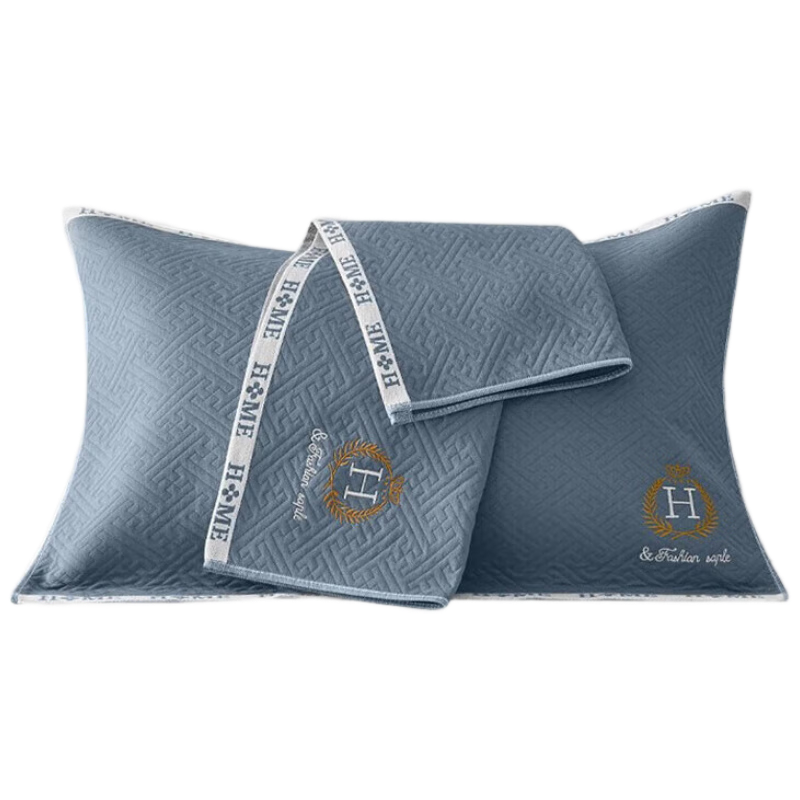 ZiiU 100% Cotton Pillowcase A-Class Men's Anti-Oil and Anti-Sweat High-End Pillow Towel Blue Single Pack