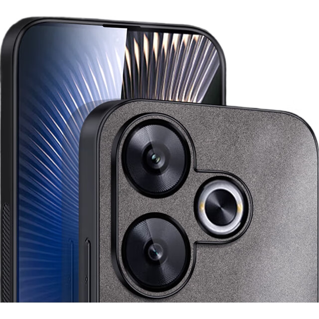 Чехол для Xiaomi Redmi Turbo 3, защитный, из силикона и искусственной кожи, черный, от бренда Shangsu