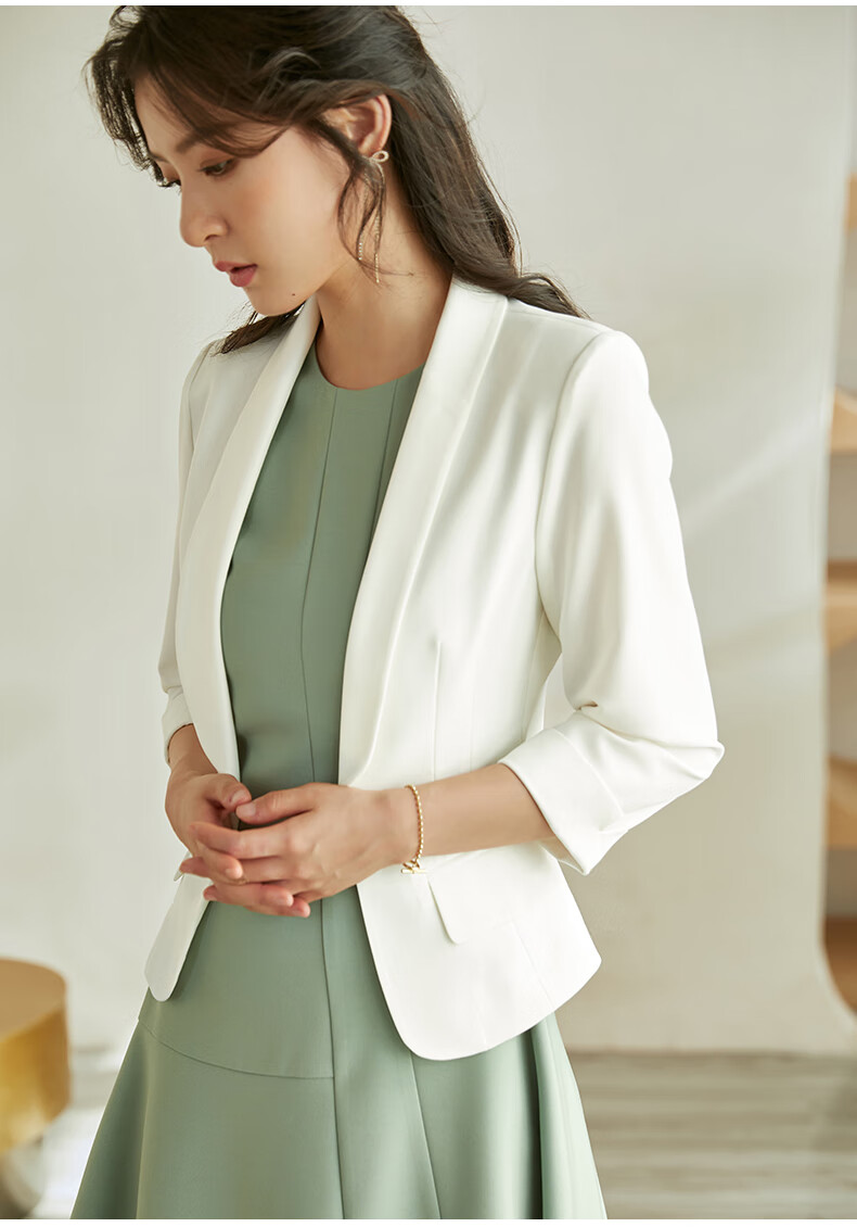 ROEYSHOUSE Women's Professional High-End Spring Suit Slim Fit Short Blazer 09363 White S 6