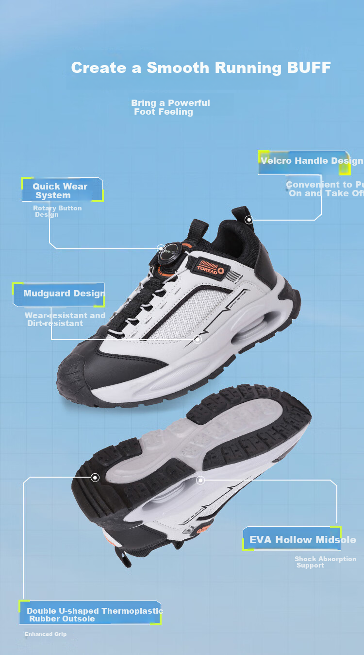 TOREAD Special Fund Children's Sports Shoes for Boys And Girls, Big Kids' Shoes Autumn And Winter Style Shock-Absorbing Button Running Shoes Light Medium Gray Black Size 37 4
