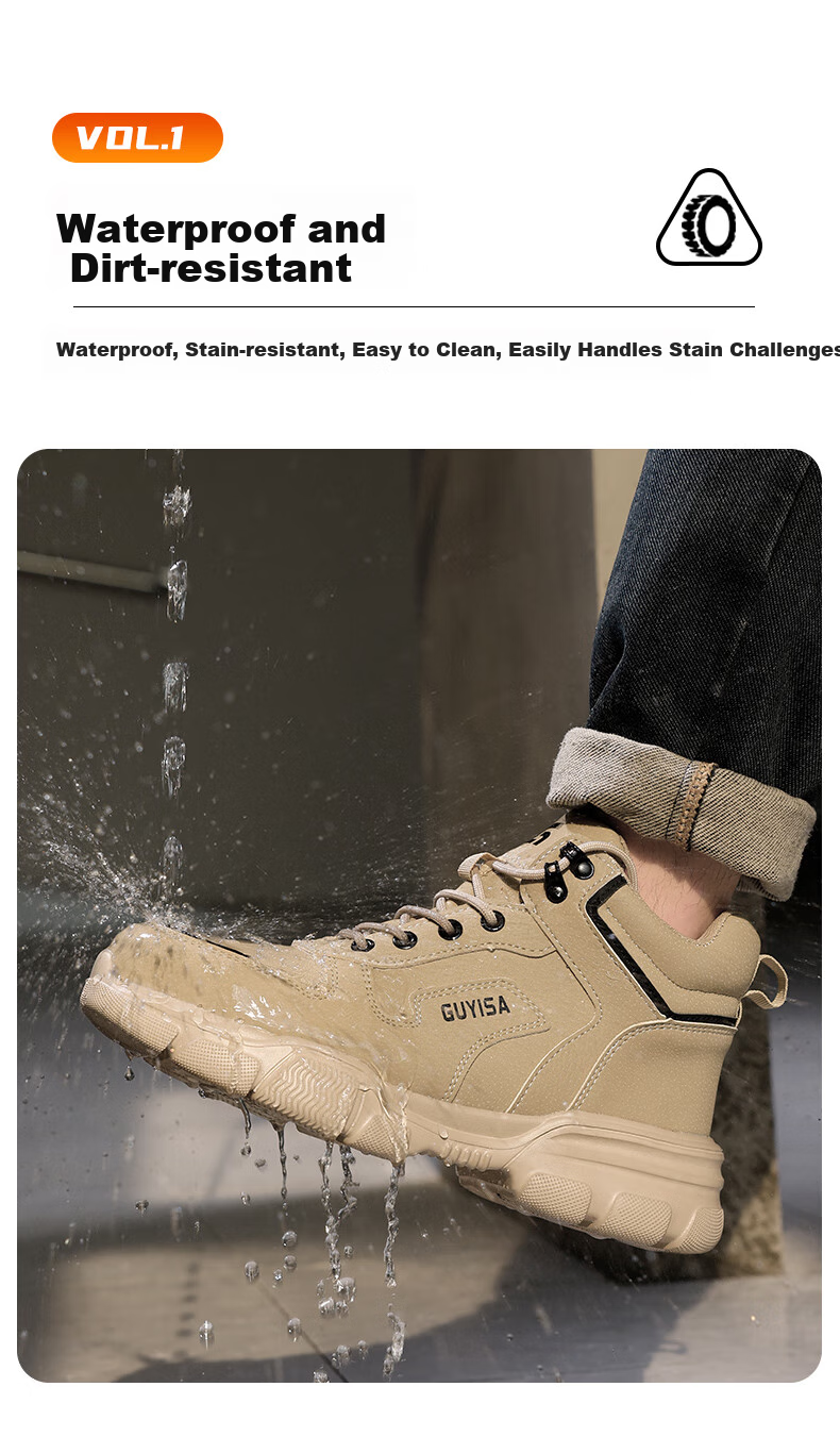 Fumeier Men's Winter High-Top Steel Toe Anti-Smash Anti-Puncture Ultra-Light Waterproof Safety Work Shoes 5031-1 Size 44 4