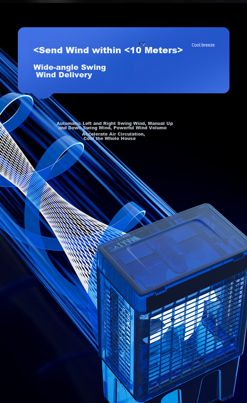 CHIGO Air Cooler Fan, Industrial Cooling Fan, Portable Water-Cooled Air Conditioner, Cooling Machine with Ice Pack, Powerful Cooling for Home And Commercial Use 6