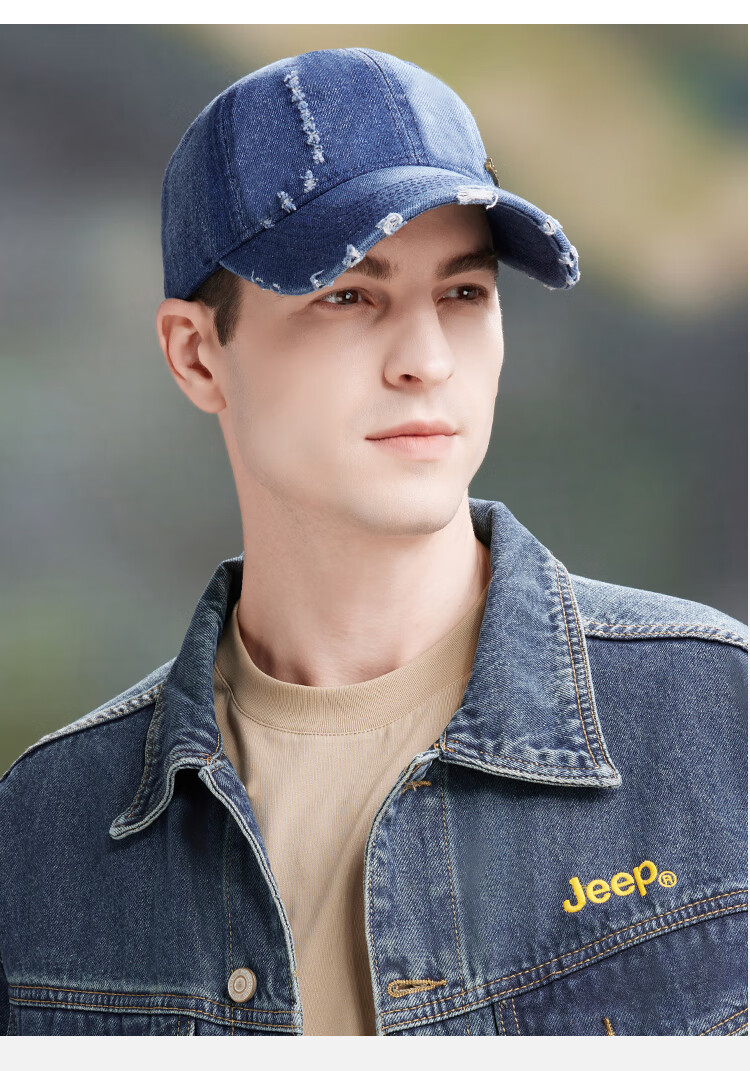 JEEP Baseball Cap for Men, All-Season Outdoor Trendy Retro Sun Protection Hat for Men And Women, Light Blue 9