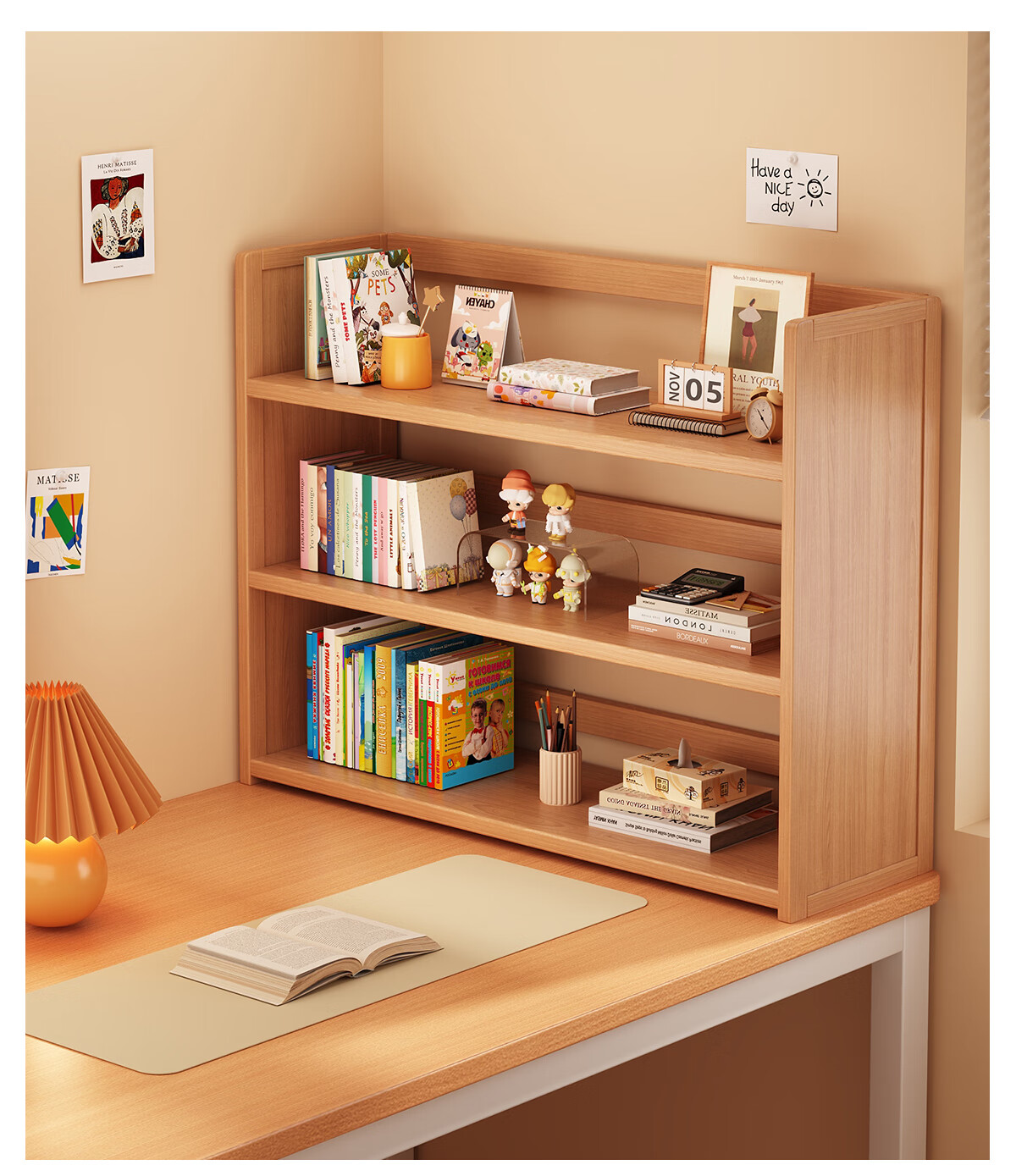 XIAOJIANGCAI Bookshelf Storage Rack, Office Desk Organizer, Home Multi-Layer Student Dormitory Storage, Multifunctional Three-Tier 65 6