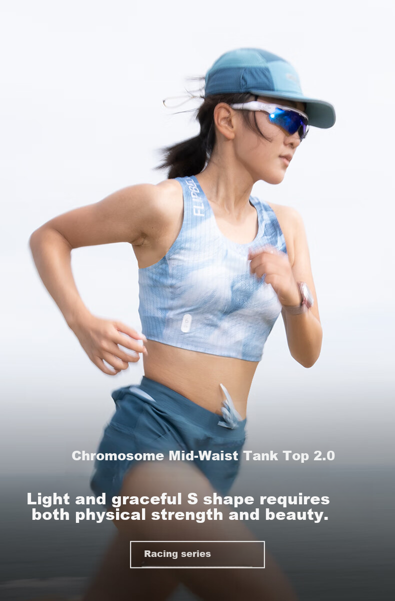 Flipbelt [Chromosome Half-Back Vest 2.0] Women's Training Quick-Dry Shirt, Marathon Running Breathable, Glacier Blue, M 1
