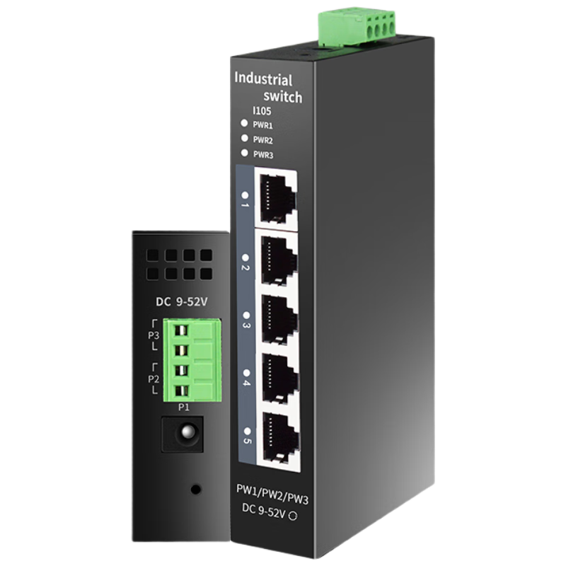 Huoyi 100Mbps 5-Port Industrial Switch, Industrial Ethernet Switch, Monitoring Network Splitter, Hub, DIN Rail Unmanaged