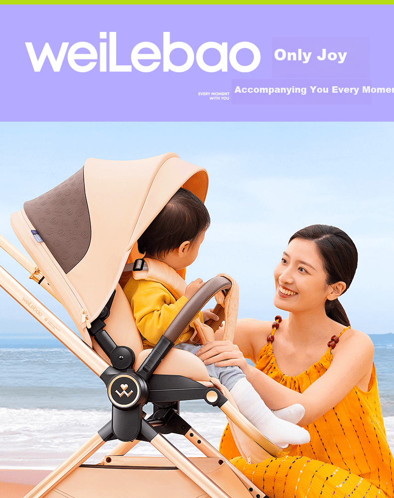Welebao Huhangjia Baby Stroller Convertible Recline One-Key Folding Reversible High Landscape Lightweight Newborn Infant Pushchair B 40