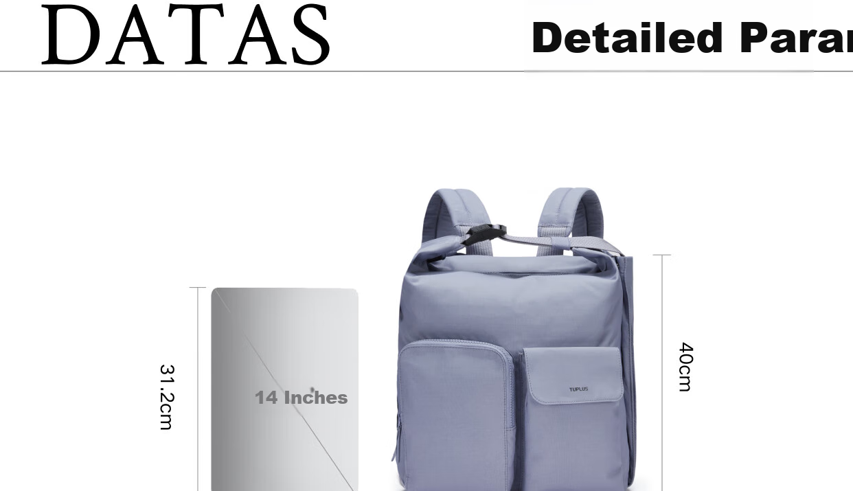 Tujia TUPLUS Comfortable Backpack, Large Capacity Travel Bag, Multifunctional Laptop Bag, Stylish Commuter Backpack, Light Mist Blue 29