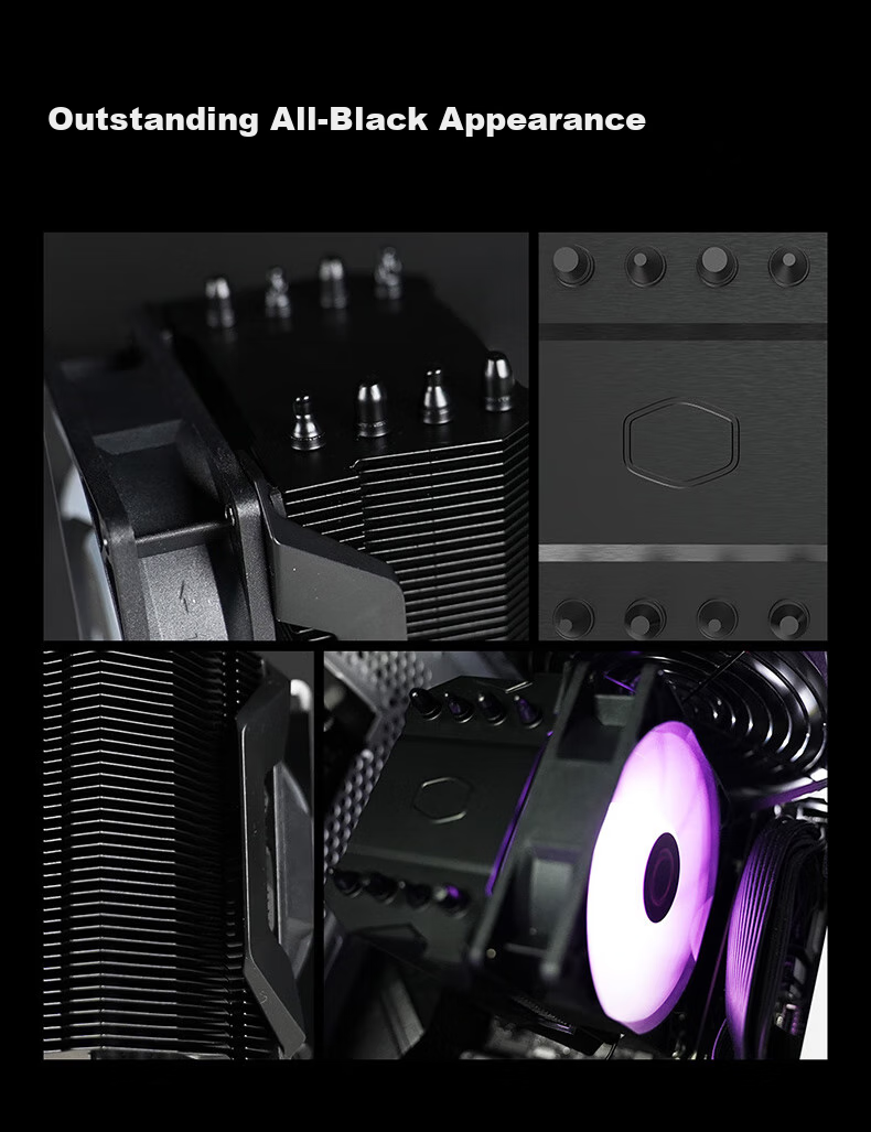 CoolerMaster Hyper 411 Nano ARGB CPU Air Cooler Single Tower/4 Heat Pipes/Direct Touch Aluminum Fin Array Compatible with Multiple Platforms 3