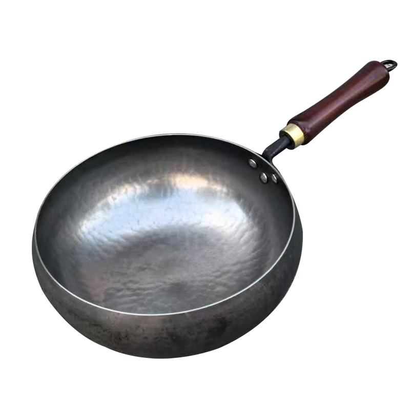 Gesidun Zhangqiu Large Belly Pot, Hand-Forged Traditional Wok, Uncoated Non-Stick Baby Food Pan, Mirror Finish Style, 28cm