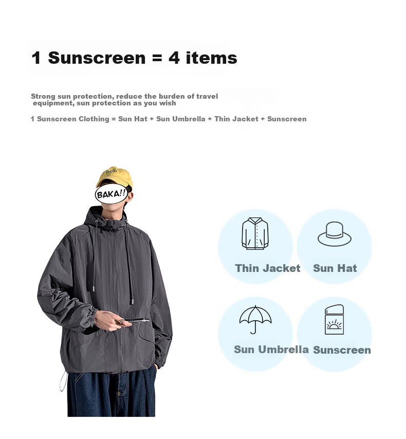 FitonTon Sun Protection Clothing for Men, Lightweight And Breathable Summer Sun Protection Garment, Outdoor Fishing UV-Resistant Men's Jacket, UPF50+ Beach Wear 8