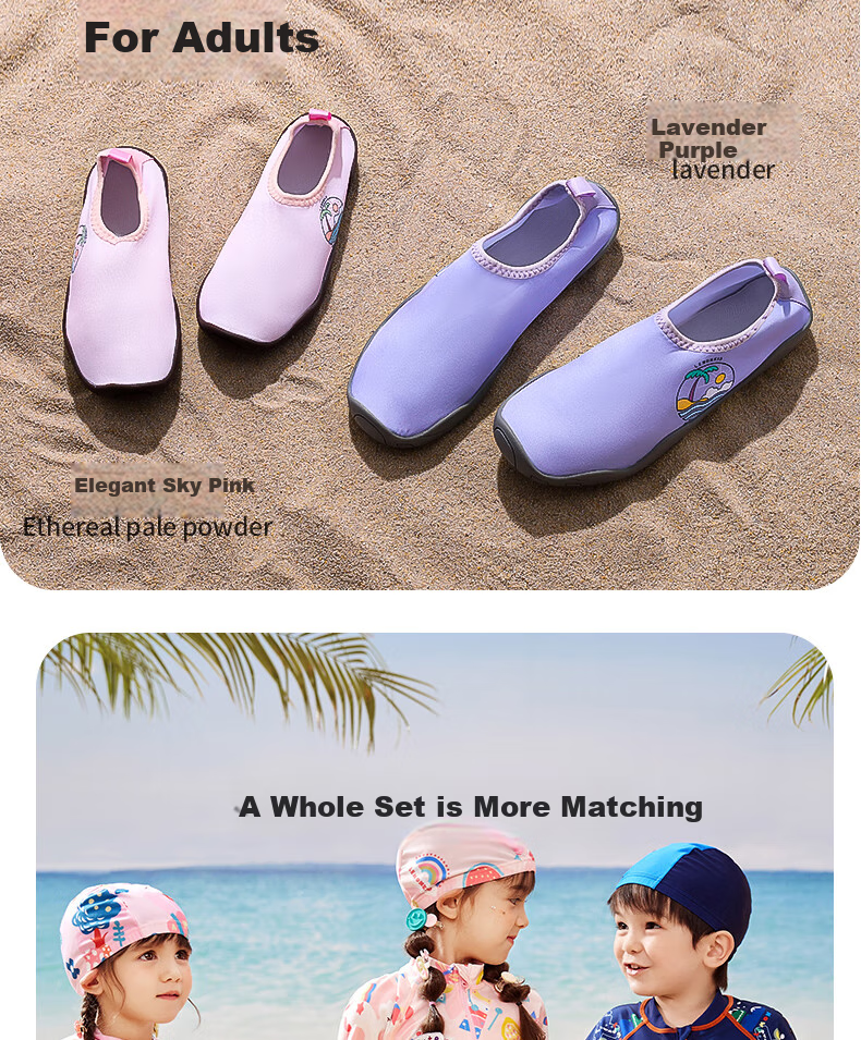 Lemonkid Children's Beach Shoes, Water Park Diving Swimming Shoes, Soft-Soled Slippers for Boys And Girls, Orchid Pink Little Rabbit, Size 22/23 6